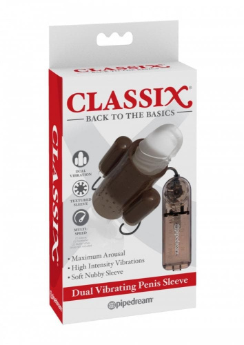 Pipedream Dual Vibrating Penis Sleeve - насадка з вібрацією, (чорний) - купити в Україні | Секс шоп SEX-SHOP.ua