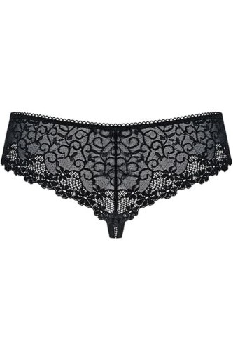 Obsessive 821-PAN-1 - Кружевные трусики бразилиана, S/M (чёрный)