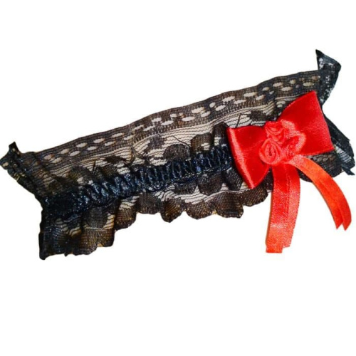Hao Toys - Кружевная подвязка с бантиком, S-L (чёрный) - sex-shop.ua