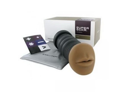 Erolution Super Sckr Mega Oral Pleasure Brown - маструбатор рот, 16,5х6 см (коричневый) - sex-shop.ua