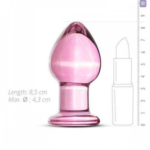 Gildo Pink Glass Buttplug No. 27 розовая анальная пробка из стекла, 8.5х4.3 см - sex-shop.ua