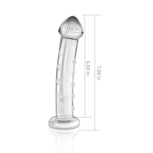 LoveToy Glass Romance Clear 7.5" - стеклянный фаллоимитатор, 16.5х3 см (прозрачный)