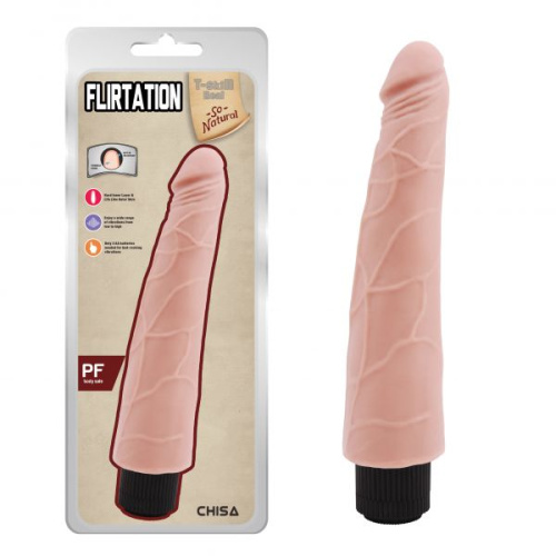 Chisa - T-skin ReaL Flirtation - Реалістичний вібратор, 24х5.5 см (тілесний)
