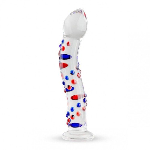Gildo Glass Dildo No.3 - Стеклянный дилдо с изгибами и рисунком, 18.5х3.5 см