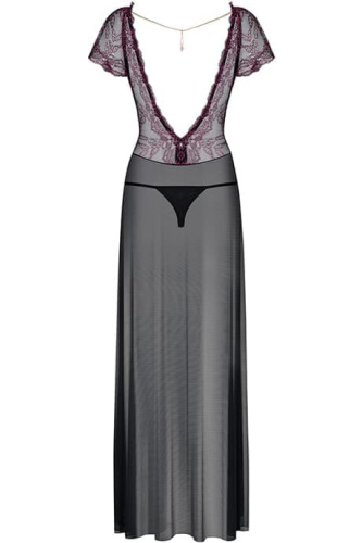 Obsessive Sedusia - Длинная прозрачная эротическая сорочка, S/M (чёрный) - sex-shop.ua