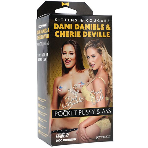 Doc Johnson Dani Daniels / Cherie Deville Ultraskyn - мастурбатор двосторонній, вагіна/попка, 14.7х6.4 см (тілесний) - купити в Україні | Секс шоп SEX-SHOP.ua