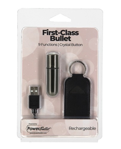 PowerBullet - First-Class Bullet 2.5" with Key Chain Pouch - Вибропуля (серая) - sex-shop.ua