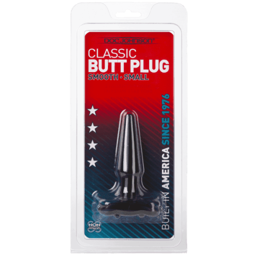 Doc Johnson Classic Butt Plug Smooth Small - Анальная пробка, малая 11Х2,5 см (черный) - sex-shop.ua