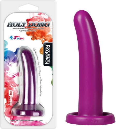 LoveToy Silicone Holy Dong Small 4.5 " - Силиконовый фаллоимитатор, 14.5х2.5 см (фиолетовый)