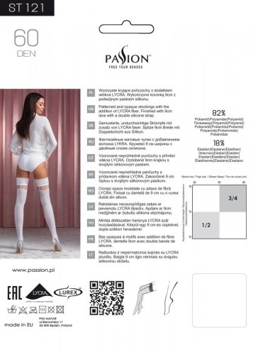 Passion - ST121 - Панчохи на ажурній силіконовій гумці, 1/2 (білі) - купити в Україні | Секс шоп SEX-SHOP.ua