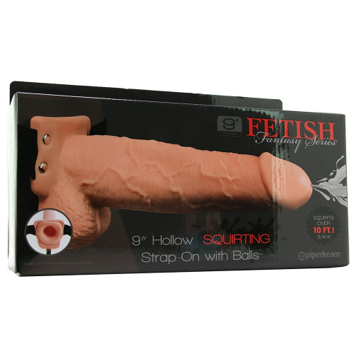 Pipedream - Fetish Fantasy 9in Hollow Squirting Strap On - Страпон порожнистий, 22.8х5.2 см (тілесний) - купити в Україні | Секс шоп SEX-SHOP.ua