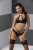 Passion Exclusive - Navel Set - Комплект белья с элементами под латекс, S/M (чёрный)