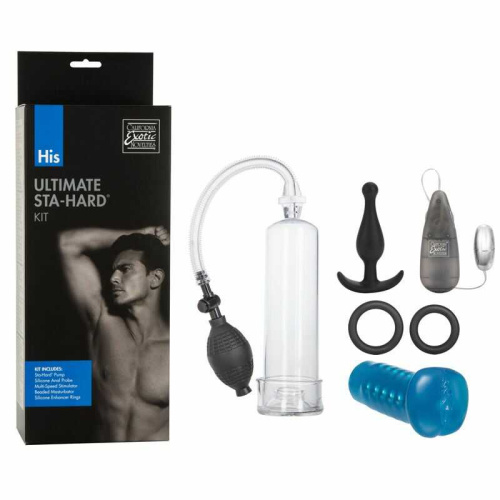 California Exotic Novelties His Ultimate Sta-Hard Kit - Набор для увеличения члена и удовольствия, 19.8х5.8 см