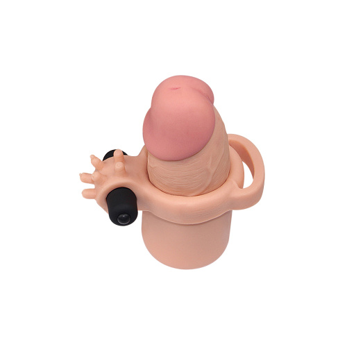 Pleasure X-Tender Vibrating Penis Sleeve Flesh Add 3" - Насадка на пенис с вибрацией, 20 см (телесный)