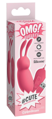 Pipedream OMG Bullet #Cute виброяйцо в форме кролика с подвижными ушками, 8.2х2.5 см