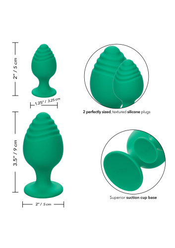 CalExotics Cheeky Buttplug Green - Набор анальных пробок, 9х5 см, 5х3,25 см. - sex-shop.ua