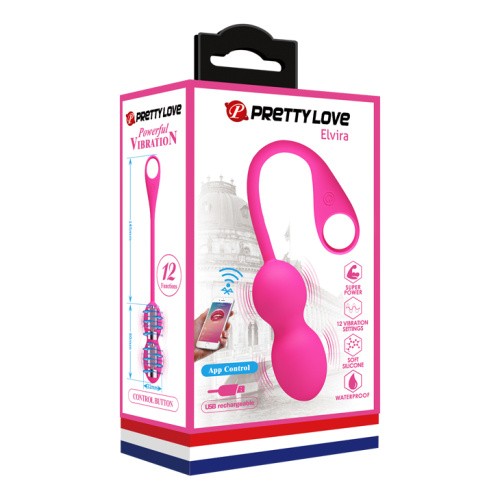 LyBaile Pretty Love Elvira Phone Vibro Balls Pink - Вагінальні кульки з вібрацією, 14.5х3.2 см (рожевий)