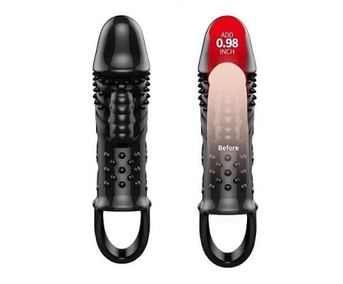 LyBaile - Pretty Love Cecelia Vibro Penis Sleeve - Насадка на член, +2.5 см (чёрный)