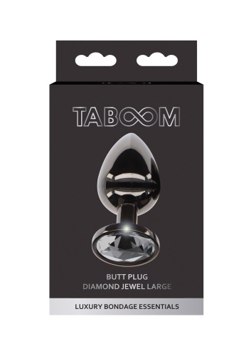 Taboom L Butt Plug With Diamond Jewel - Анальна пробка, 9.5х4,1 см (чорний)