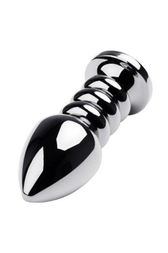 Toyfa Metal - Спиралевидная анальная пробка с камнем, 8.5х3.8 см (синий)