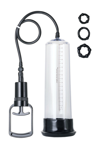 Toyfa A-Toys Vacuum pump - Вакуумна помпа з ерекційними кільцями в комплекті, 27.5х7 см - купити в Україні | Секс шоп SEX-SHOP.ua