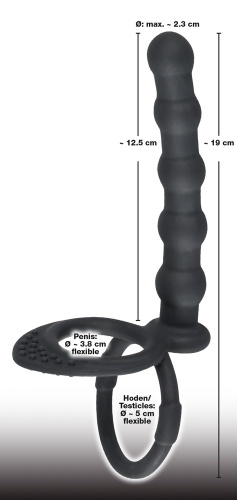 Black Velvets Cock & Ball Ring - Анальная насадка, 19 см (черная)