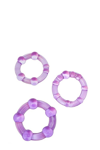 Blush Stay Hard Beaded - Набор эрекционных колец, 3 шт (пурпурный)