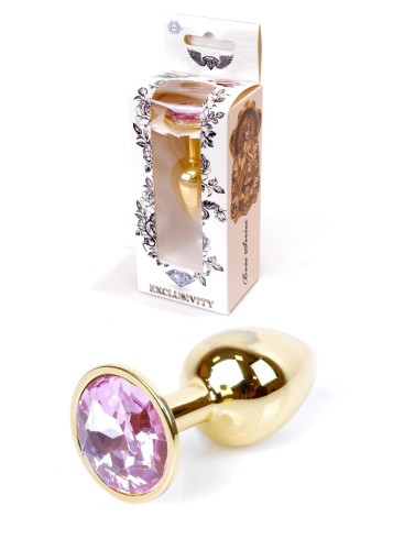 Boss Jewellery Gold Plug Rose - Анальная пробка с кристаллом, 7х2.7 см (розовый) - sex-shop.ua