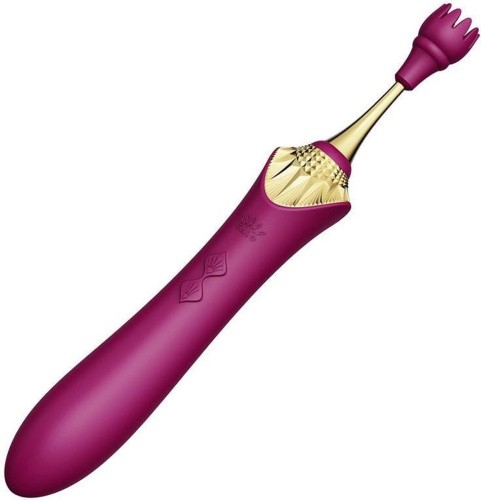 Zalo Bess Pin Point Vibrator - Изысканный вибратор для клитора с насадками, 22х3.3 см (фиолетовый) - sex-shop.ua