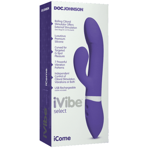 Doc Johnson iVibe Select iCome - вибратор-кролик с толстеньким клиторальным отростком, 11.5х3.8 см (фиолетовый)