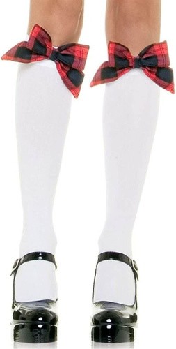 Leg Avenue - Opaque Knee Hi W/ Plaid Bow - гольфы с бантом, S-L