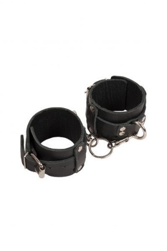 sLash Leather Dominant Hand Cuffs - кожаные наручники, 19.5 см (чёрный) - sex-shop.ua