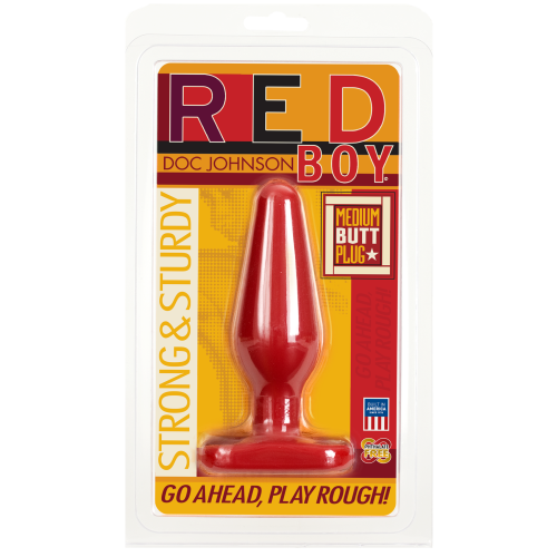 Doc Johnson Red Boy Medium - средняя анальная пробка, 12,5х4 см (красный) - sex-shop.ua