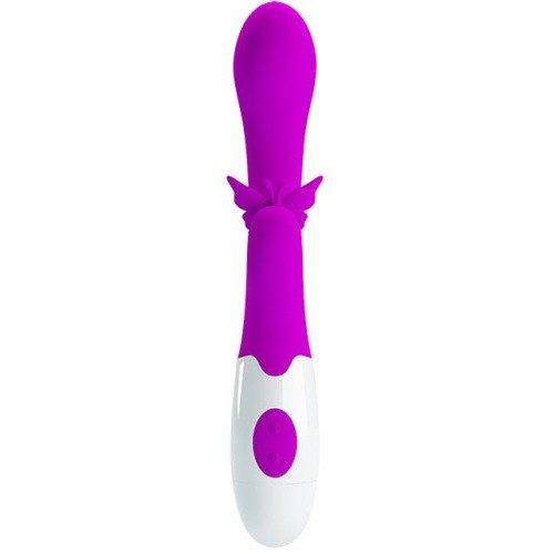 Pretty Love Butterfly Kiss Vibrator - Вибратор с клиторальным отростком в виде бабочки, 19.9х3.1 см