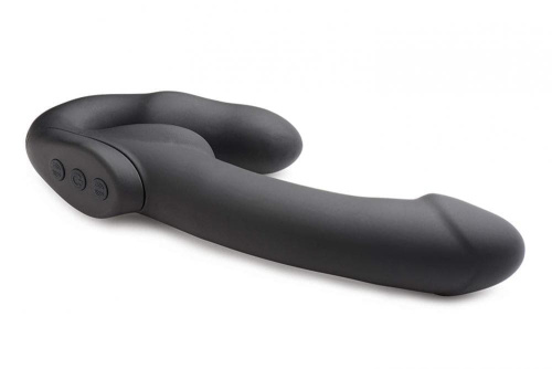Evoke Rechargeable Vibrating Silicone Strapless Strap On - Безремневий страпон 24.7х4 см (чорний)
