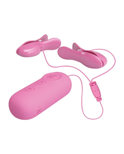 LyBaile - Pretty Love Vibro Nipple Clips Pink - Зажимы для сосков с вибрацией и электростимуляцией