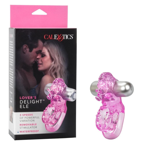 CalExotics Lover's Delight Ele - подвійне віброкільце, 7.5х2.5 см (рожевий) - купити в Україні | Секс шоп SEX-SHOP.ua