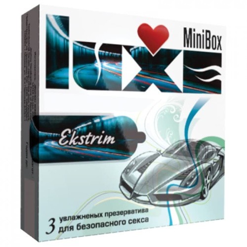 Luxe Mini Box Экстрим - ребристые презервативы, 3 шт - sex-shop.ua