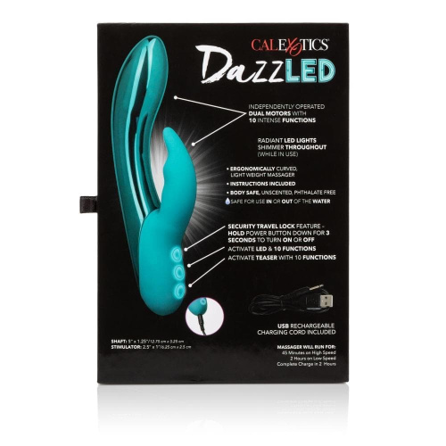 CalExotics DazzLED Brilliance - вибратор кролик с led подсветкой, 12.8х3.3см (бирюзовый) - sex-shop.ua