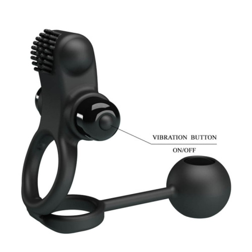 LyBaile Pretty Love Vibro Penis Sleeve Black IV - Эрекционное виброкольцо, 20.3х6.3 см