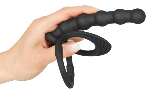 Black Velvets Cock & Ball Ring - Анальная насадка, 19 см (черная)