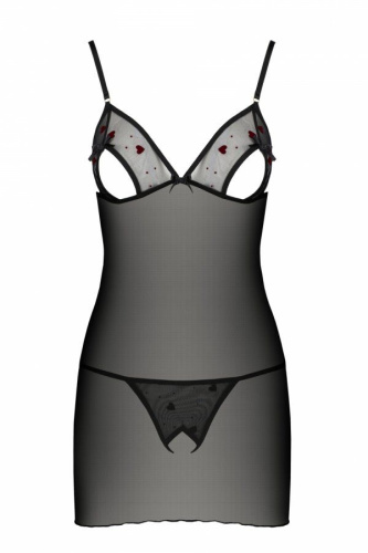 Passion - Lovelia Chemise - Сорочка с вырезами, S/M (чёрная)