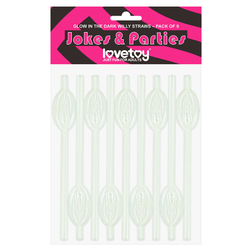 LoveToy Glow in the Dark Pussy Straws - Трубочки для напитков, 9 шт