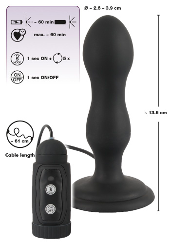 Orion Black Velvets Anal twist plug анальная пробка с функцией вращения, 13.6х3.9 см - sex-shop.ua