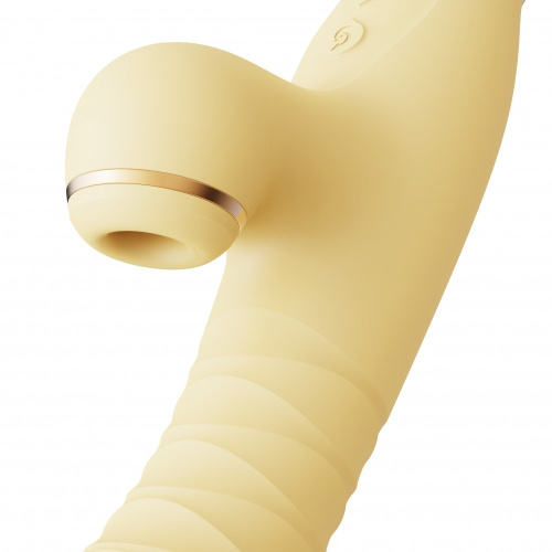 Zalo Rose Rabbit Thruster Lemon Yellow - Мощный пульсатор с нежным дизайном, 25х3.6 см (жёлтый) - sex-shop.ua