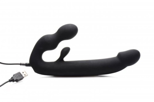 Tri-Volver Rechargeable Strapless Strap On - Безремневой страпон с вибрацией, 21.5х3.1 см