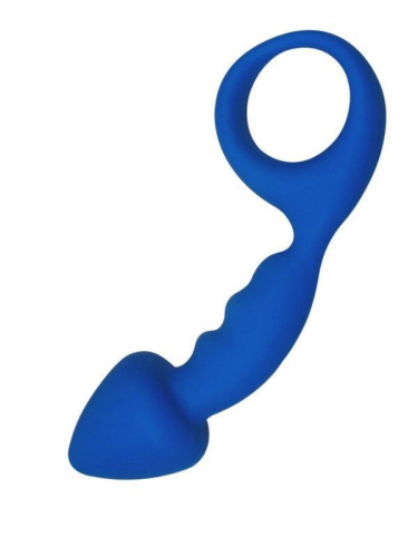 Adrien Lastic Budy Blue - анальная пробка со стимулирующей ножкой, 13х2.5см (синий) - sex-shop.ua