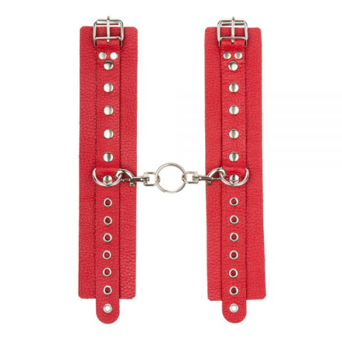 Leather Double Fix Hand Cuffs, Red - Наручники, 25 см (красный)