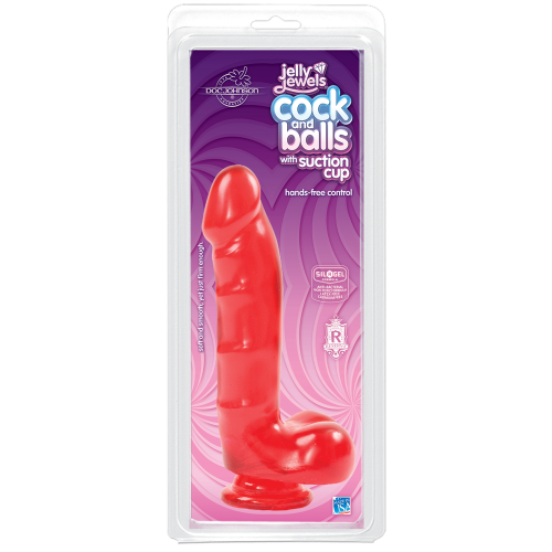 Doc Johnson Jelly Jewels Cock & Balls Red - фаллоимитатор,  17.8х3.6 см (красный)