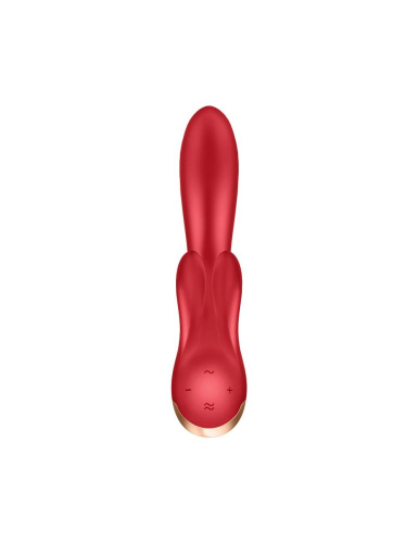 Satisfyer Double Flex - Вібратор-кролик з трьома моторчиками, 20.1х4.6 см (червоний)